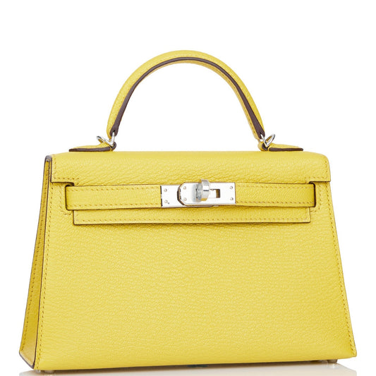 Hermes Kelly Sellier 20 Jaune de Naples Verso Chèvre Palladium Hardware