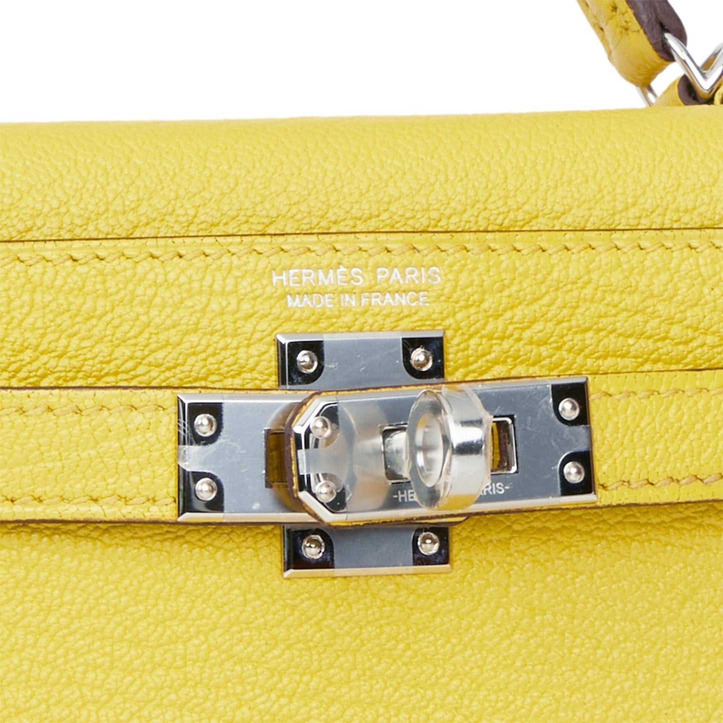 Hermes Kelly Sellier 20 Jaune de Naples Verso Chèvre Palladium Hardware