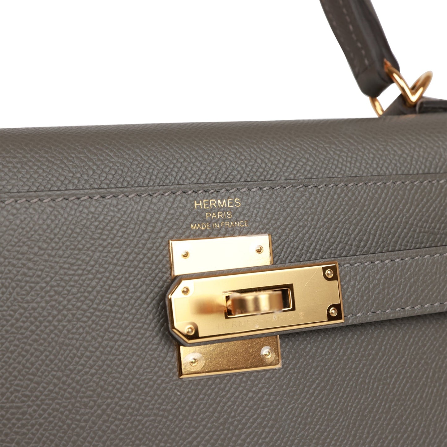 Hermes Kelly Sellier 28 Gris Meyer Epsom Gold Hardware