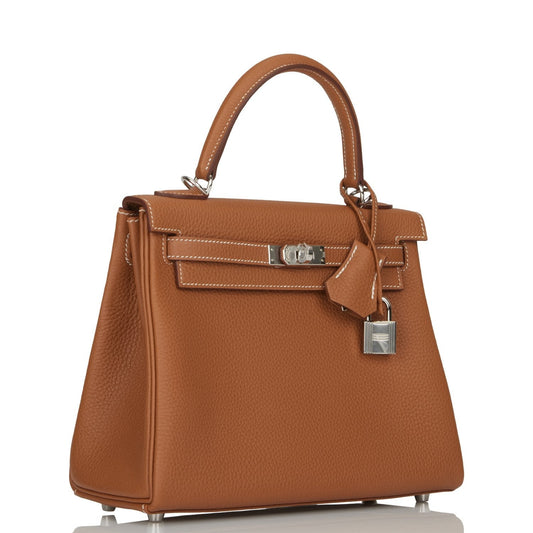 Hermes Kelly Retourne 25 Gold Togo Palladium Hardware