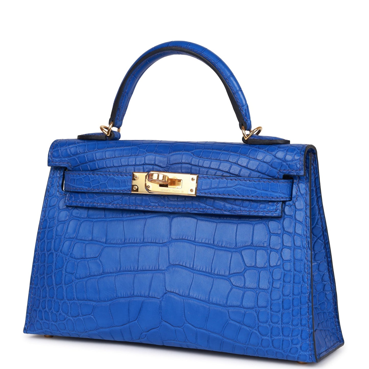 Hermes Kelly Sellier 20 Bleu Royal Matte Alligator Gold Hardware