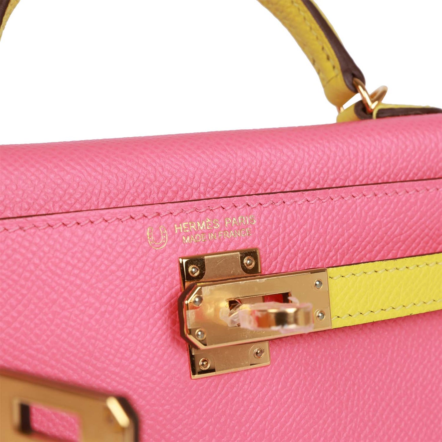 Hermes Special Order (HSS) Kelly Sellier 20 Rose Azalee and Lime Epsom Gold Hardware