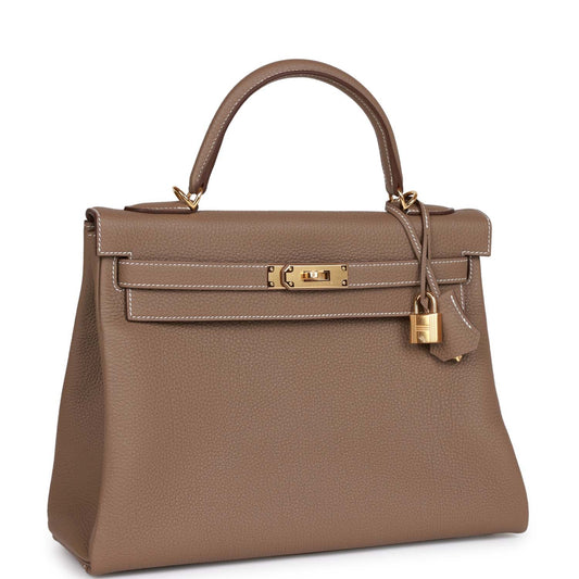 Hermes Kelly Retourne 32 Etoupe Togo Gold Hardware