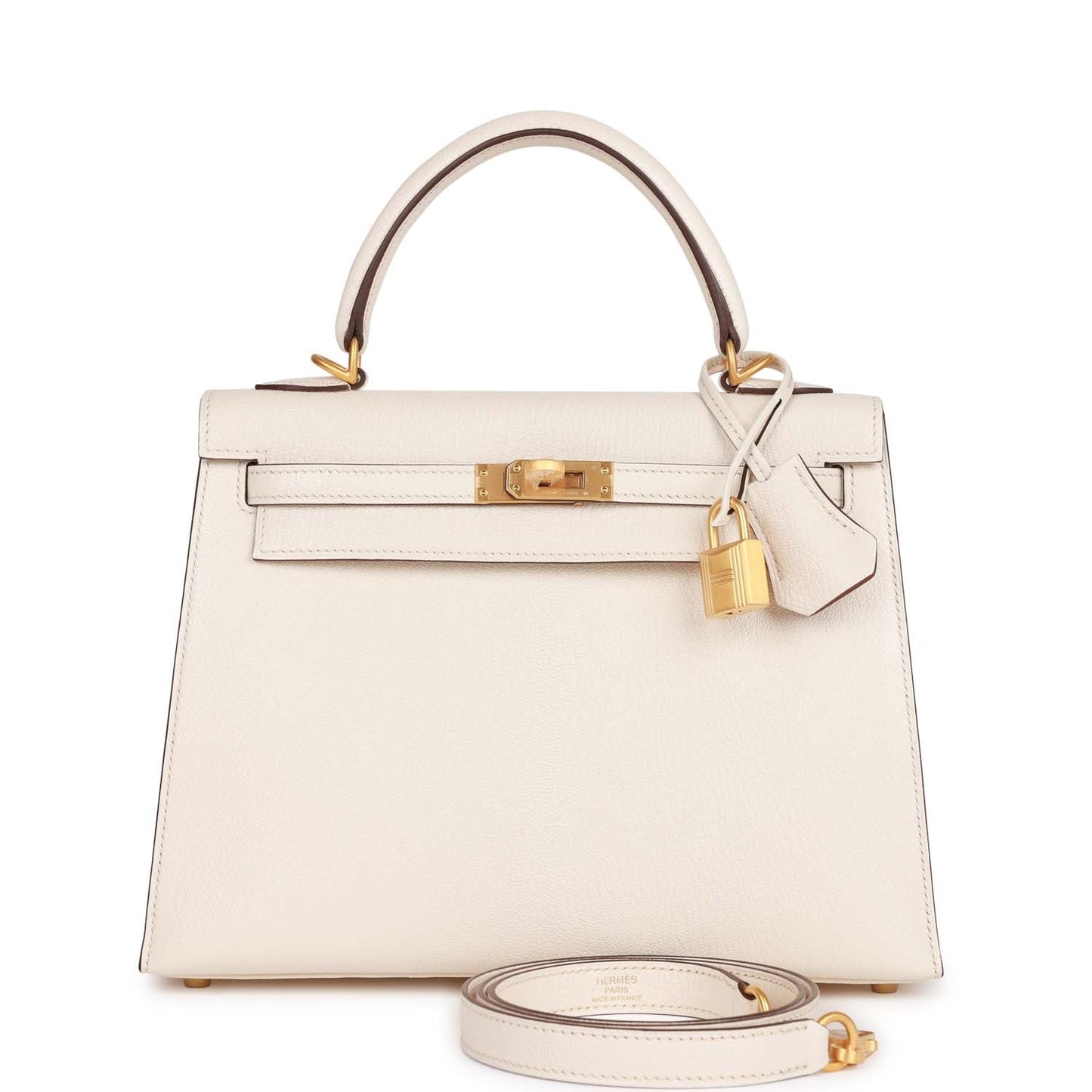 Hermes Kelly Sellier 25 Nata Verso Chevre Brushed Gold Hardware