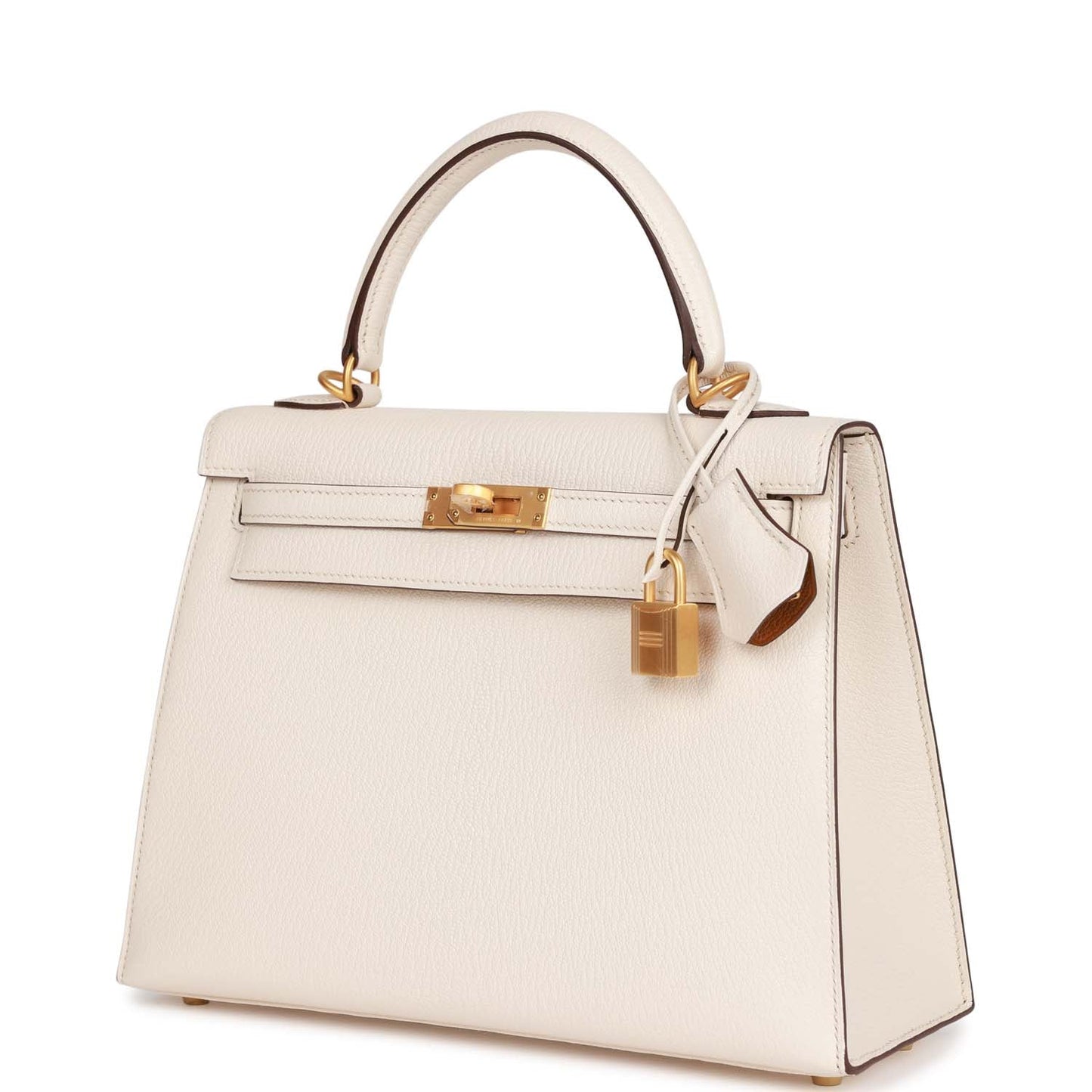 Hermes Kelly Sellier 25 Nata Verso Chevre Brushed Gold Hardware