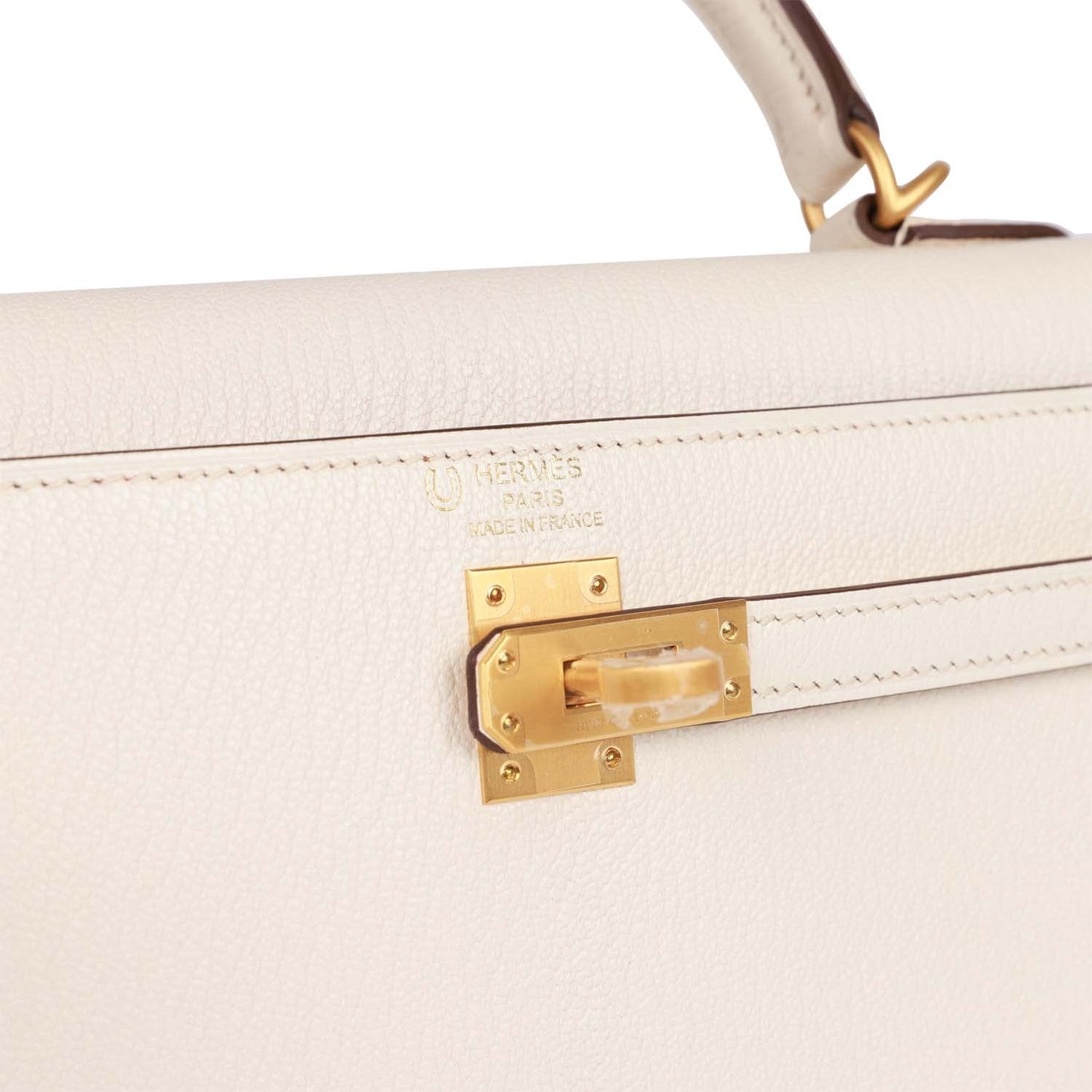 Hermes Kelly Sellier 25 Nata Verso Chevre Brushed Gold Hardware