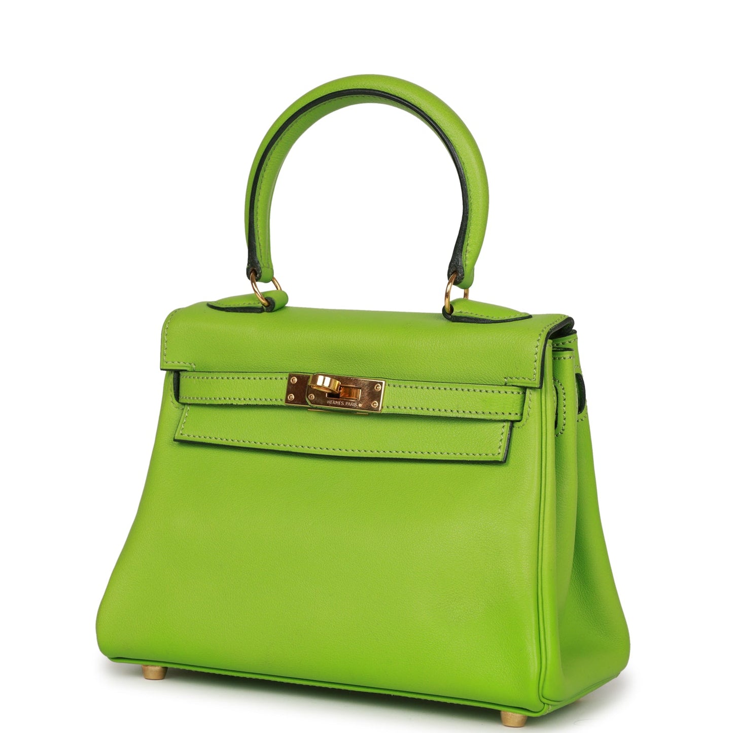 Vintage Hermes Kelly Retourne 20 Vert Cru Gulliver Gold Hardware