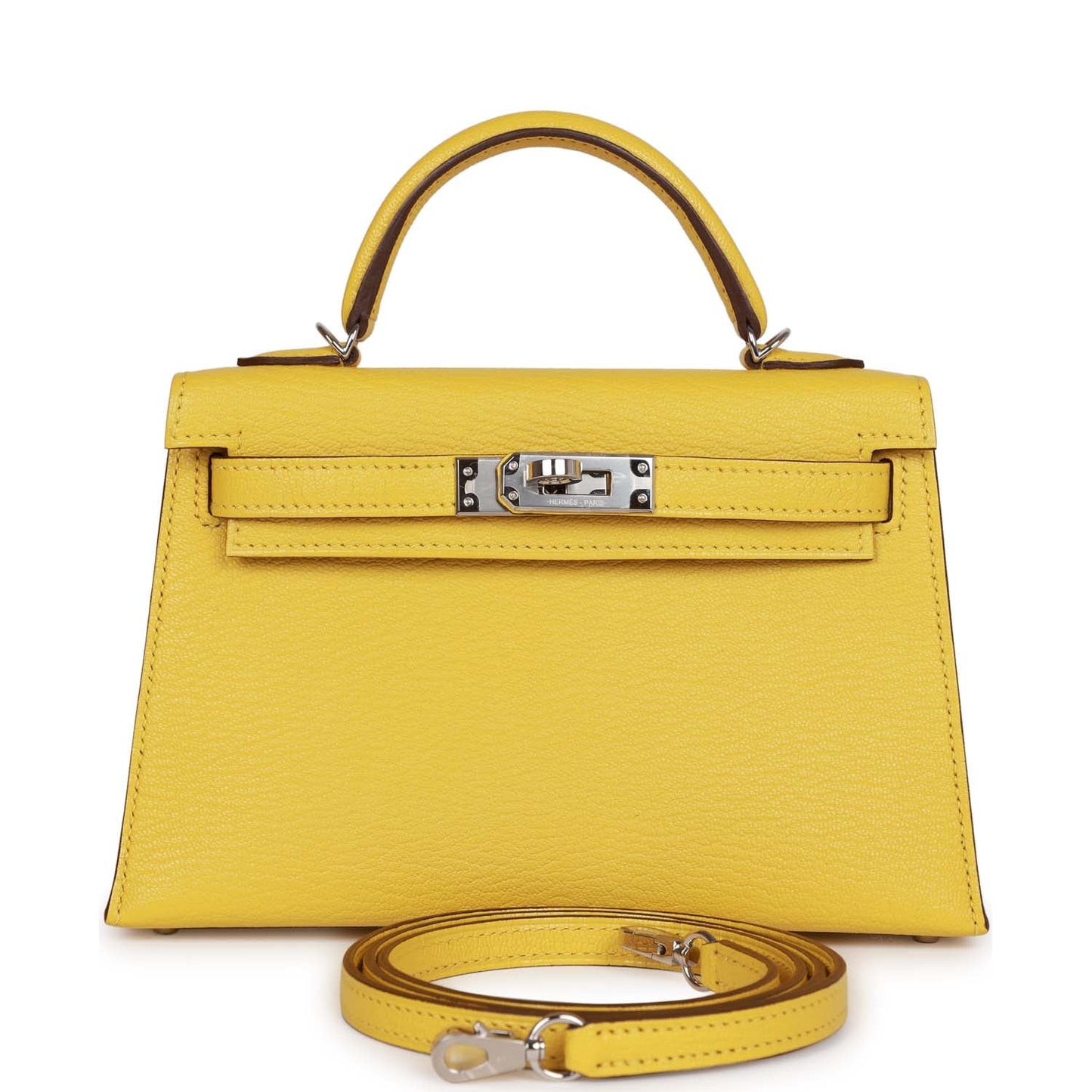 Hermes Kelly Sellier 20 Jaune de Naples Verso Chèvre Palladium Hardware