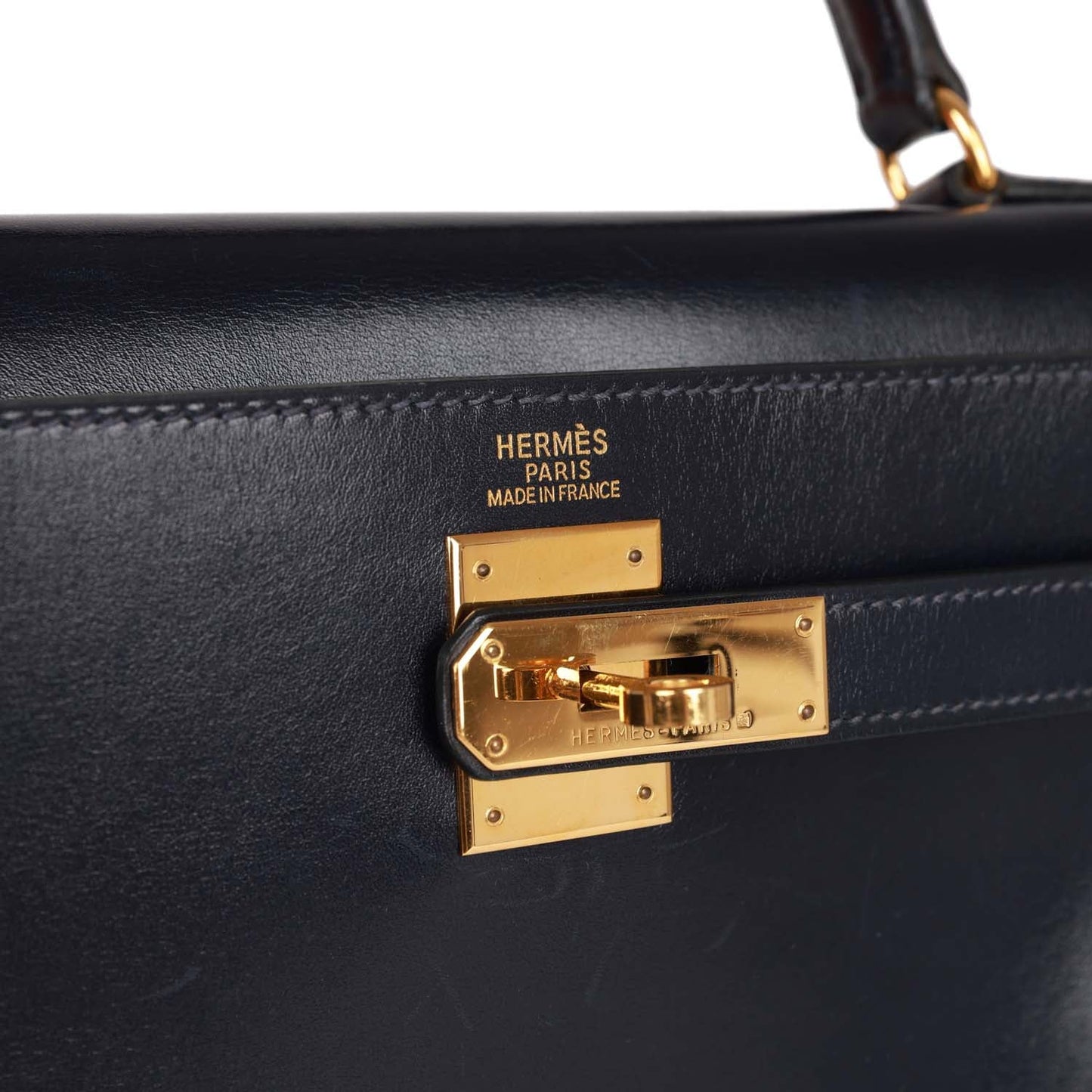 Hermes Kelly Retourne 32 Navy Box Gold Hardware