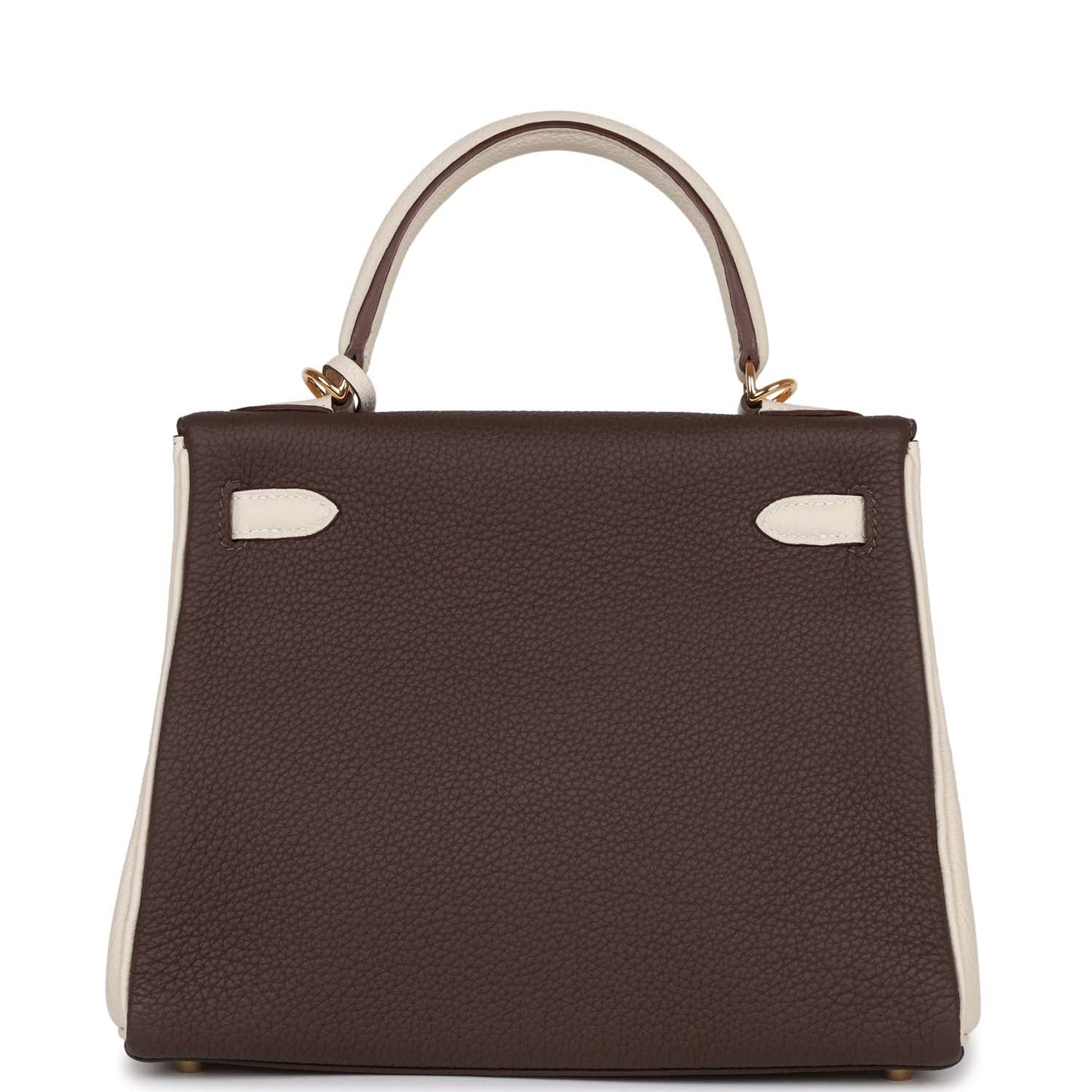 Hermes Kelly Retourne 25 Ebene and Craie Togo Gold Hardware