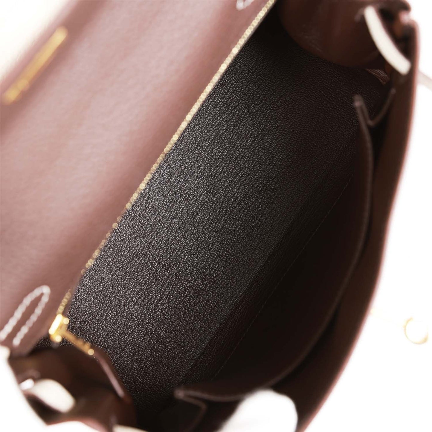 Hermes Kelly Retourne 25 Ebene and Craie Togo Gold Hardware