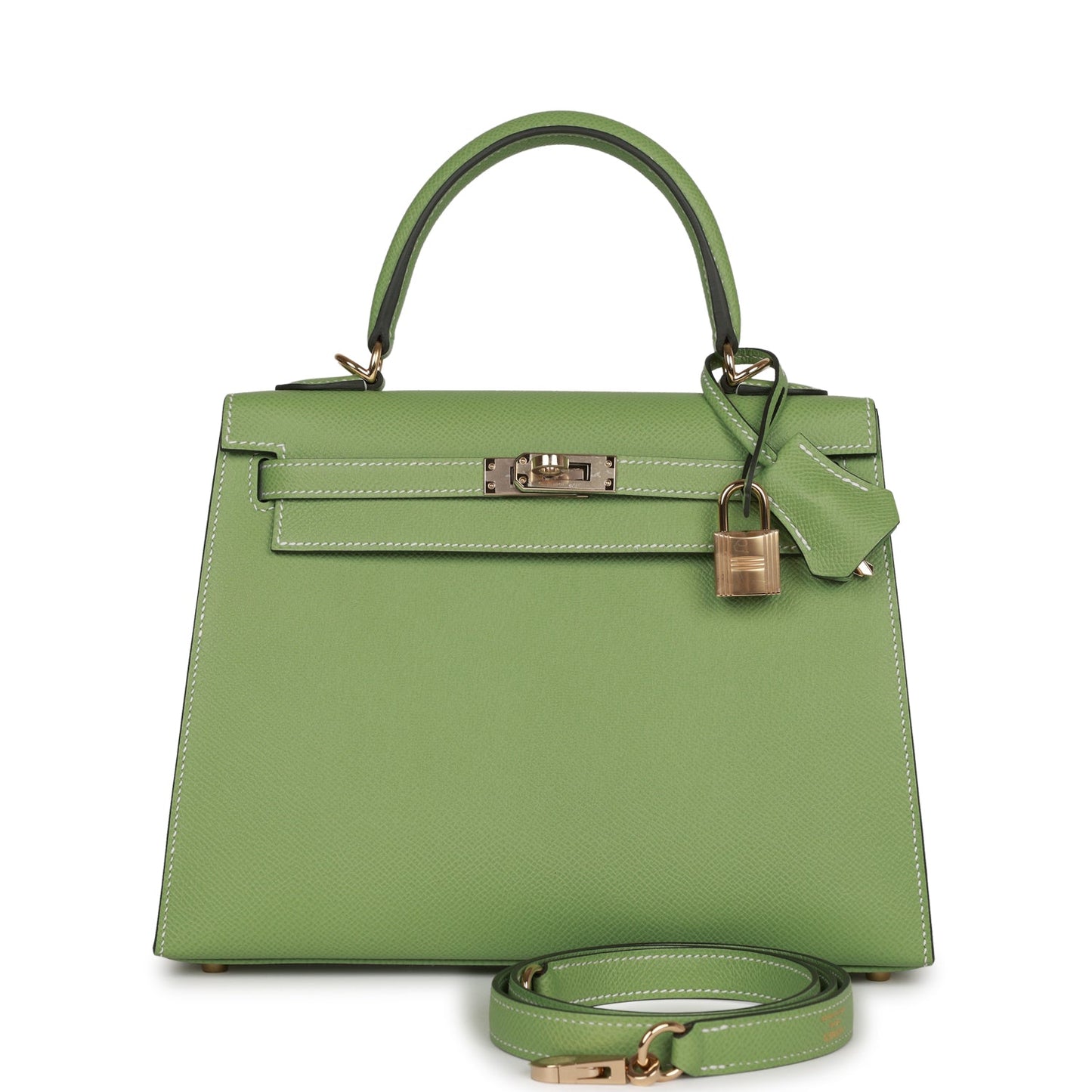 Hermes Kelly Sellier 25 Vert Criquet Epsom Permabrass Hardware