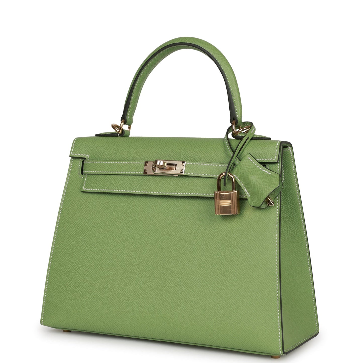 Hermes Kelly Sellier 25 Vert Criquet Epsom Permabrass Hardware