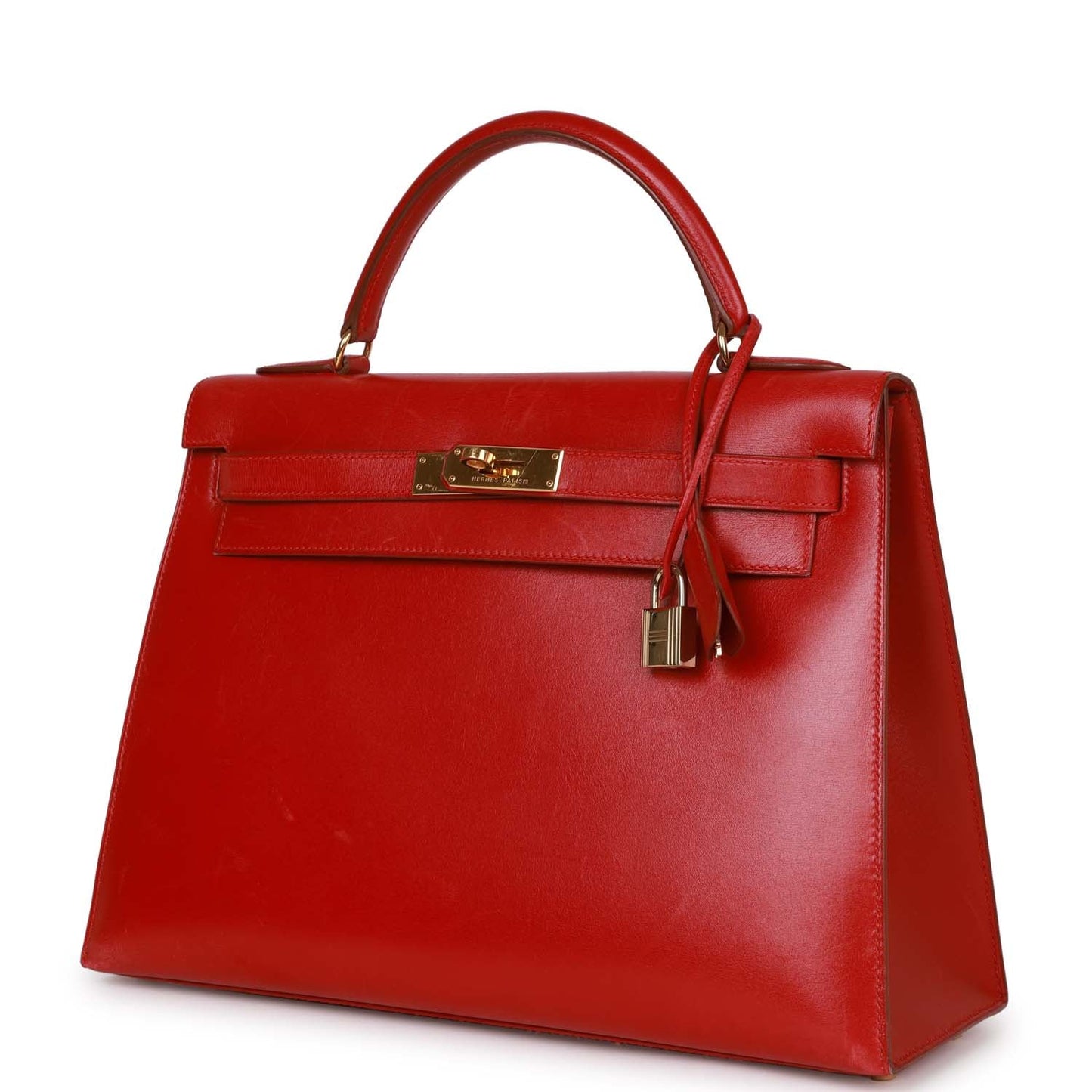 Hermes Kelly Sellier 32 Rouge Vif Box Gold Hardware