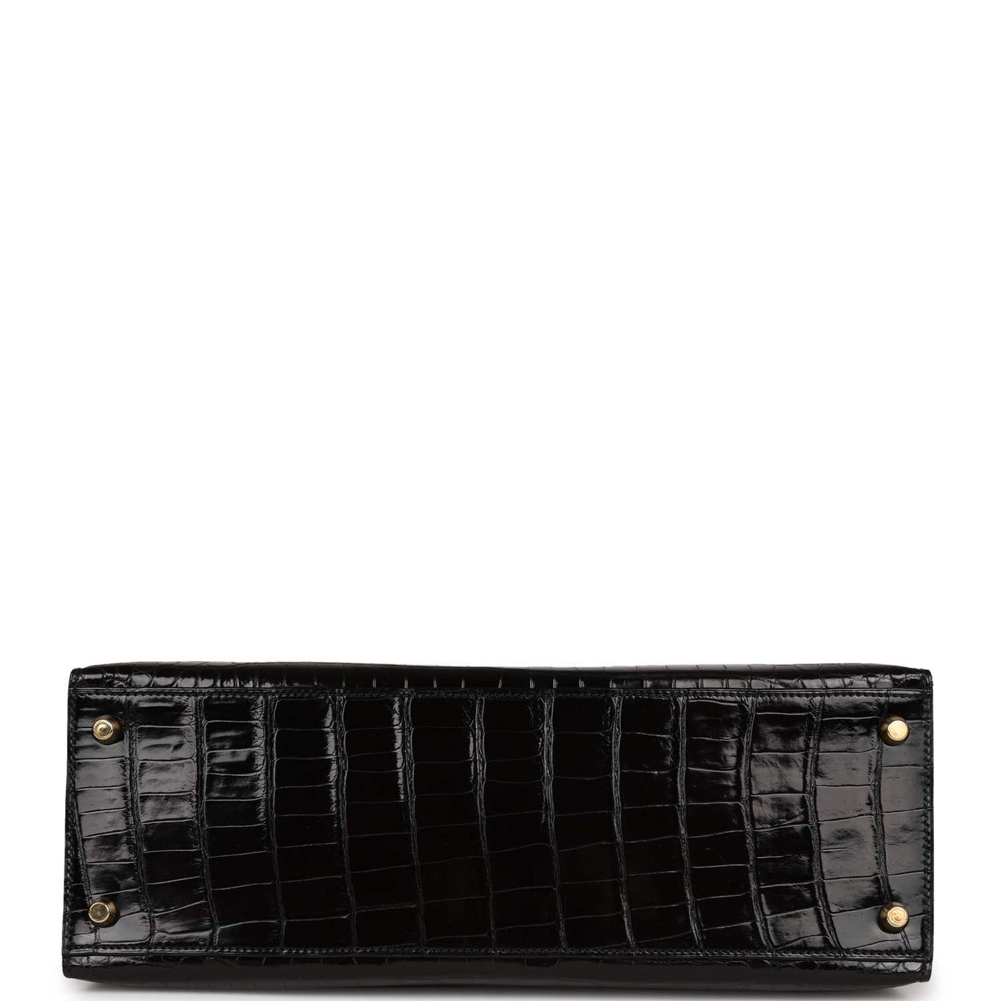 Hermes Kelly Sellier 32 Black Shiny Niloticus Crocodile Gold Hardware