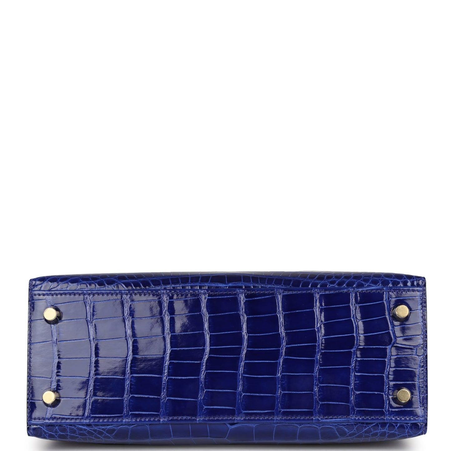 Hermes Kelly Sellier 25 Bleu Electric and Bleu Marine Shiny Alligator Gold Hardware