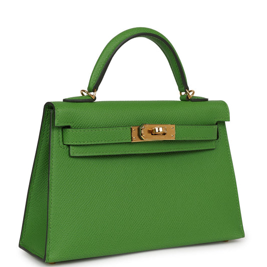 Hermes Kelly Sellier 20 Vert Yucca Epsom Gold Hardware