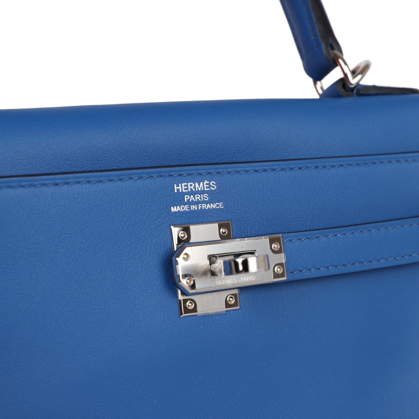 Hermes Kelly Retourne 25 Bleu France Swift Palladium Hardware