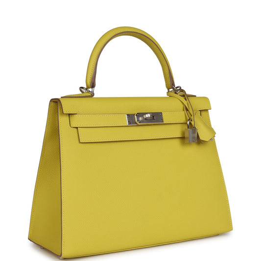 Hermes Kelly Sellier 28 Lime Epsom Palladium Hardware