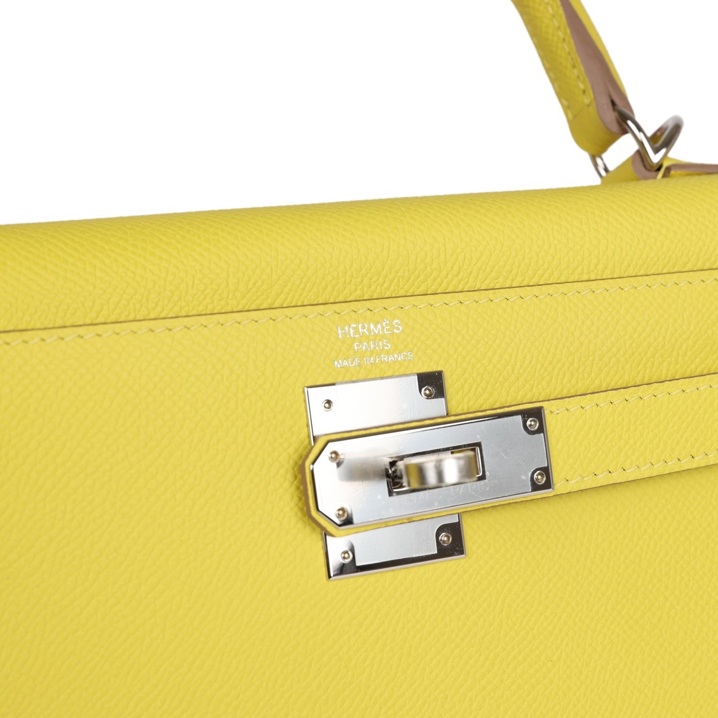 Hermes Kelly Sellier 28 Lime Epsom Palladium Hardware