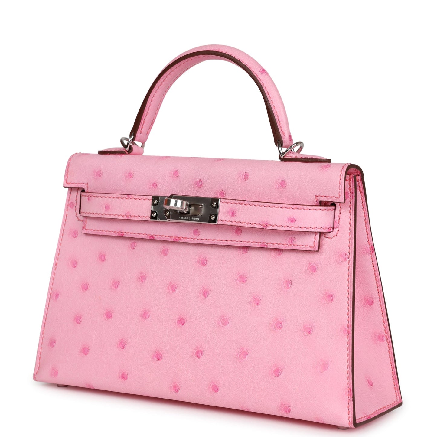 Hermes Kelly Sellier 20 Bubblegum Ostrich Palladium Hardware