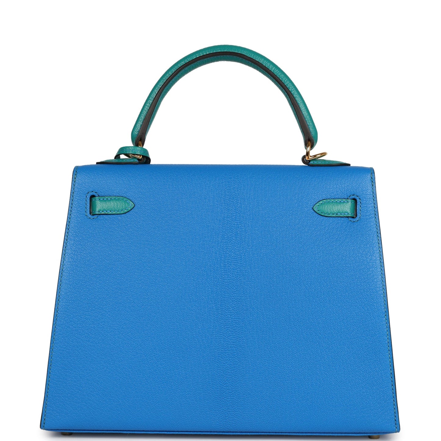 Hermes Kelly Sellier 25 Bleu Hydra and Bleu Paon Chevre Mysore Gold Hardware