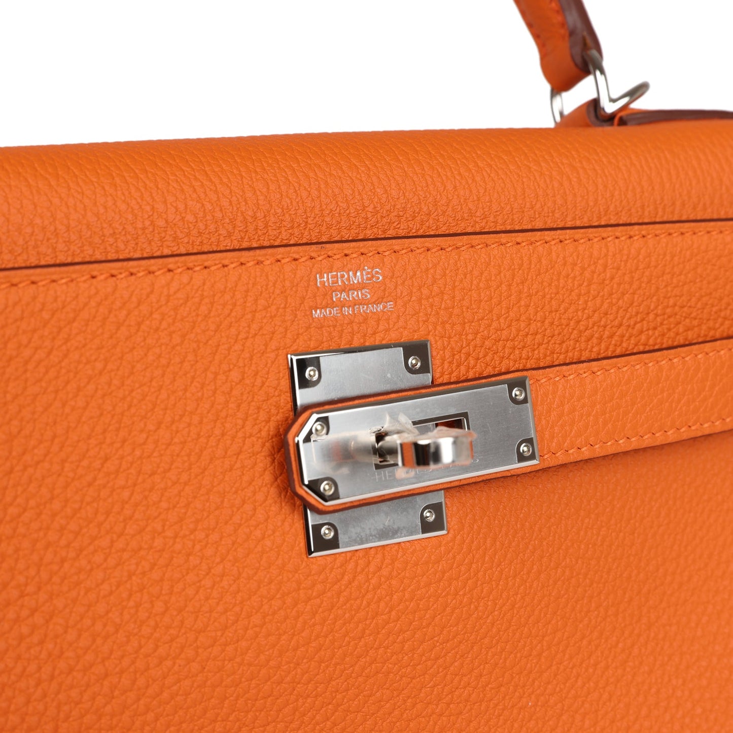 Hermes Kelly Retourne 28 Orange Togo Palladium Hardware