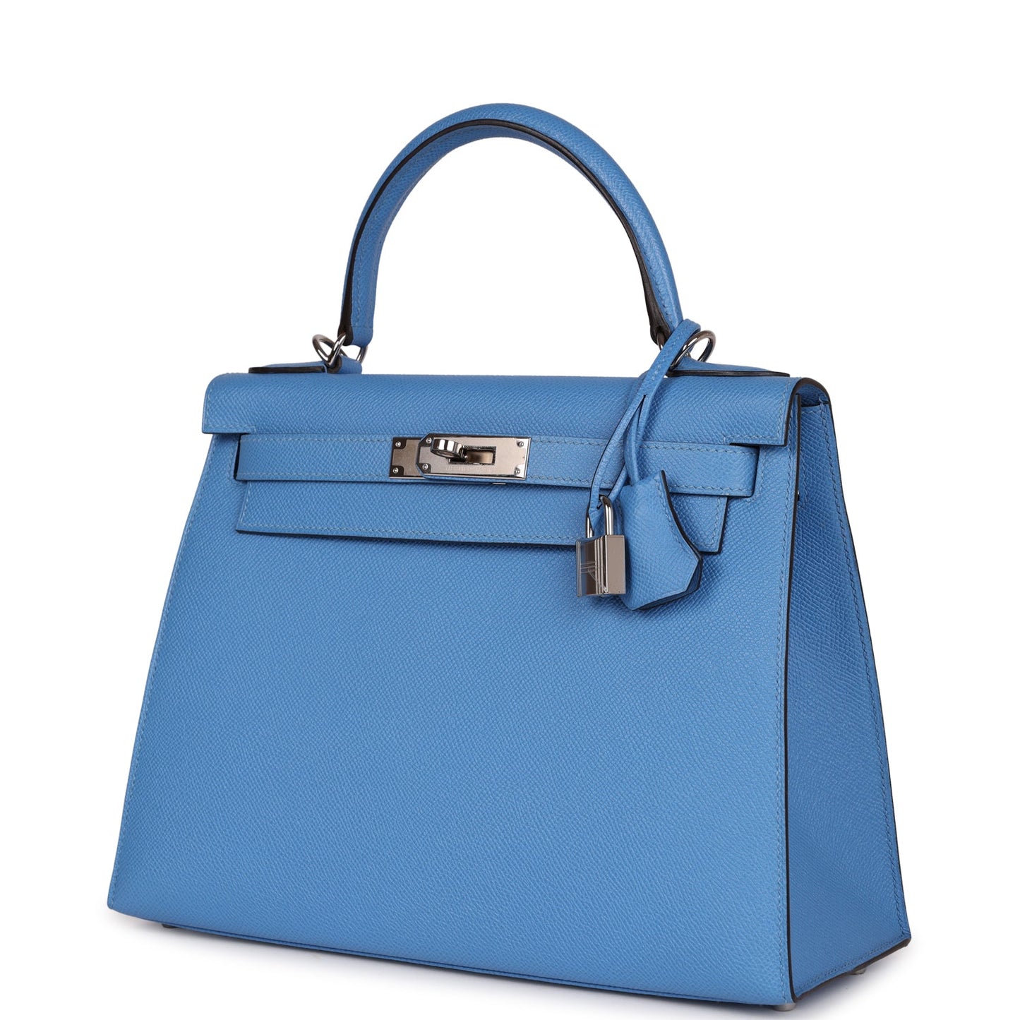 Hermes Kelly Sellier 28 Bleu Azur Epsom Palladium Hardware