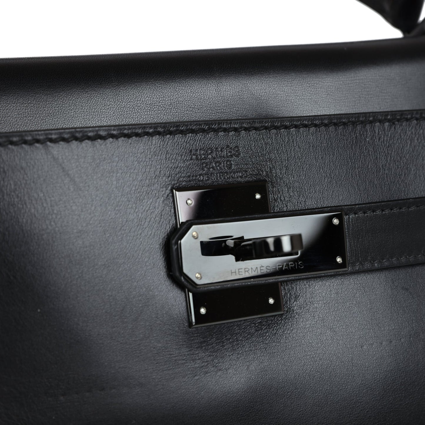 Hermes Rare Kelly Retourne 32 SO BLACK Box Black Hardware