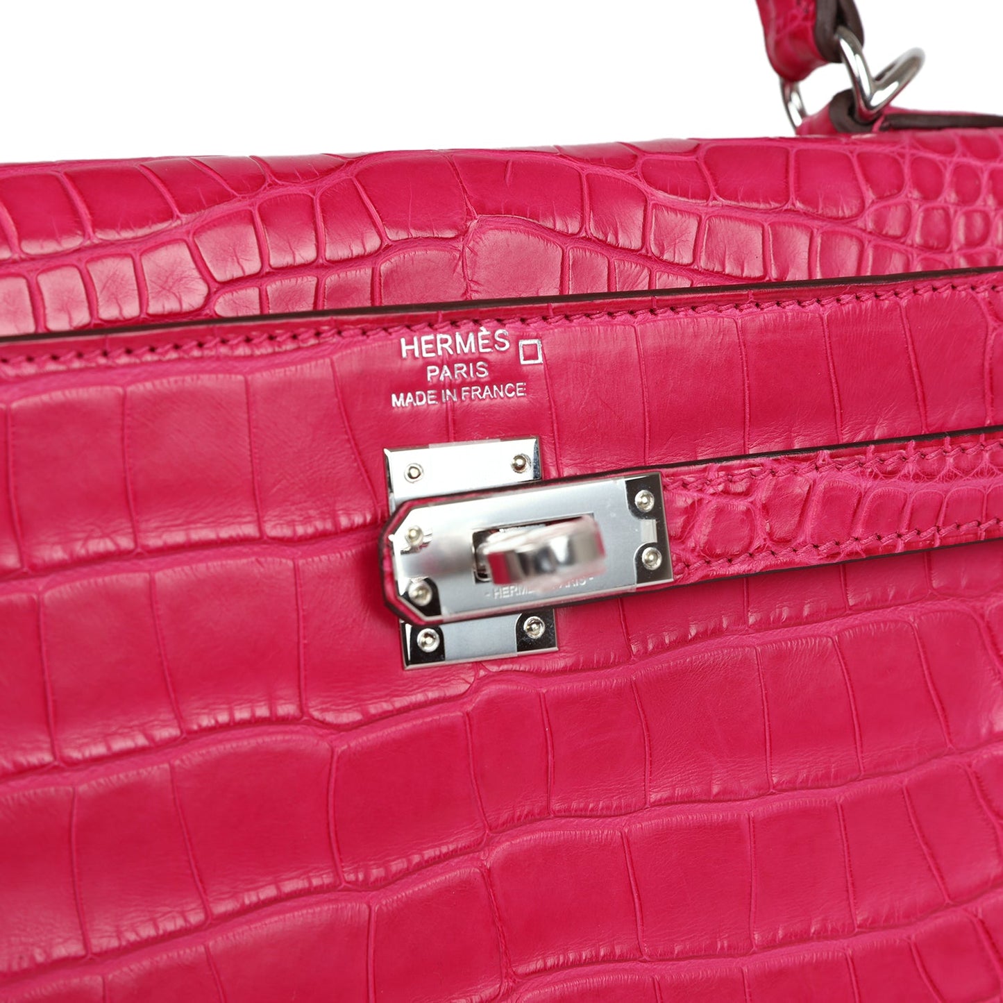 Hermes Kelly Retourne 25 Framboise Matte Alligator Palladium Hardware