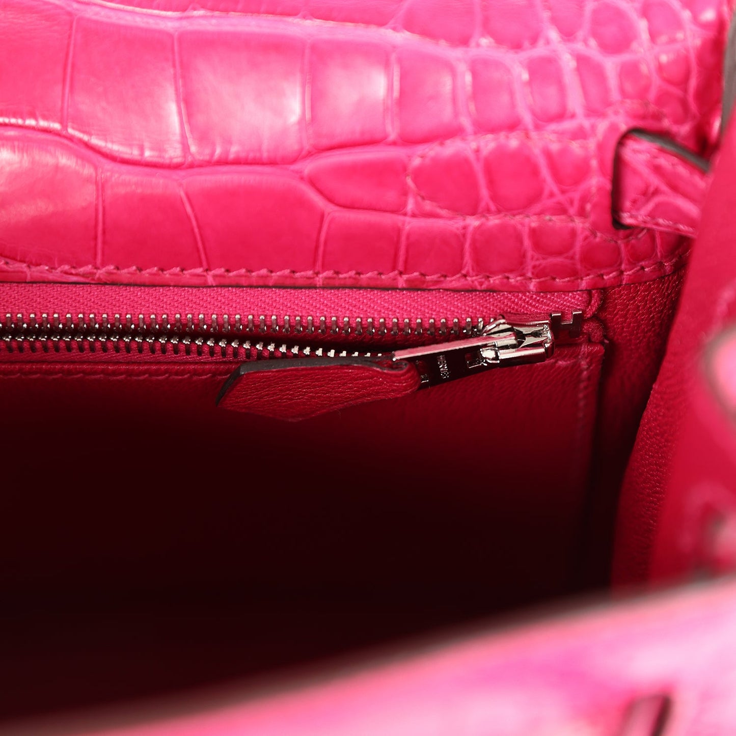 Hermes Kelly Retourne 25 Framboise Matte Alligator Palladium Hardware