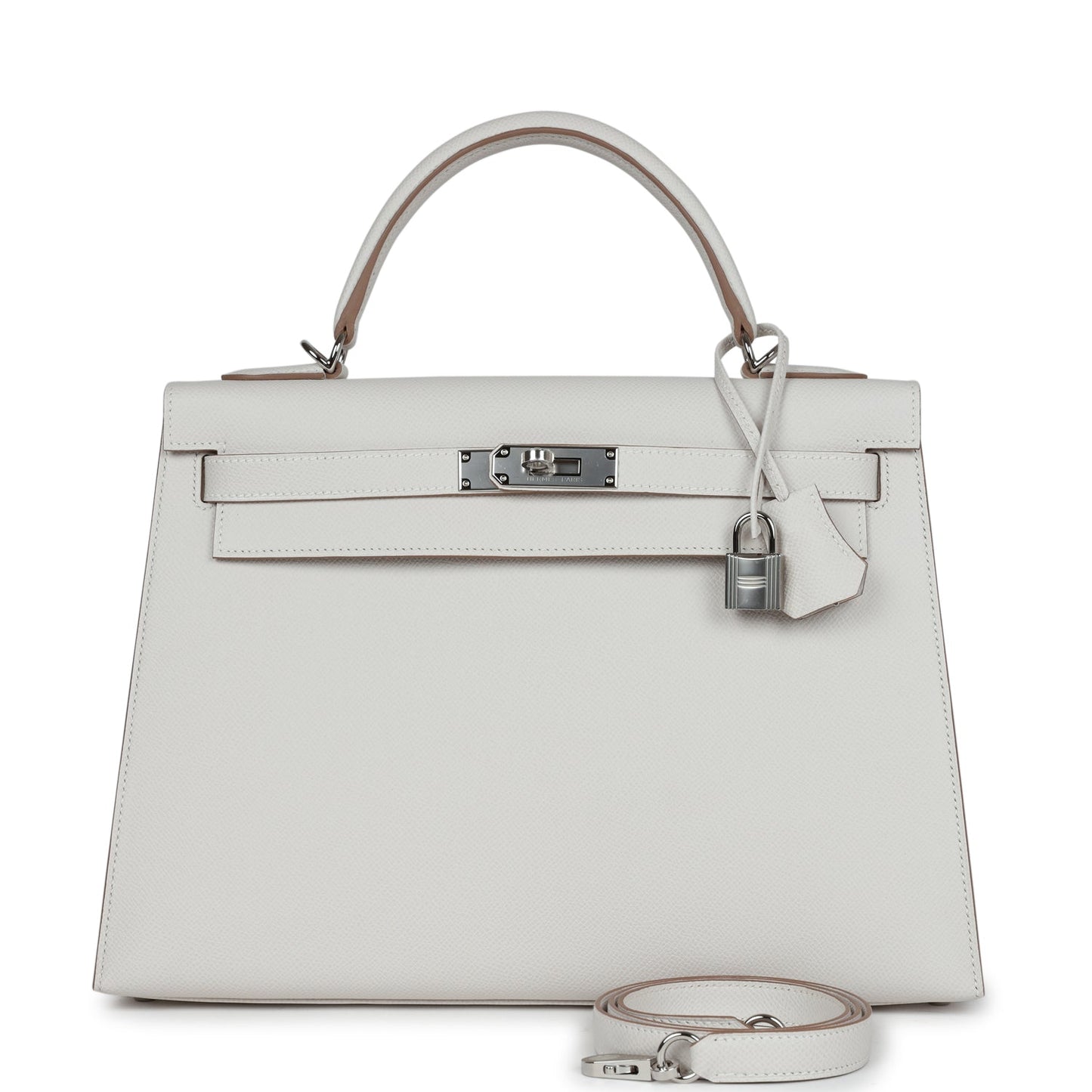 Hermes Kelly Sellier 32 Gris Pale Epsom Palladium Hardware