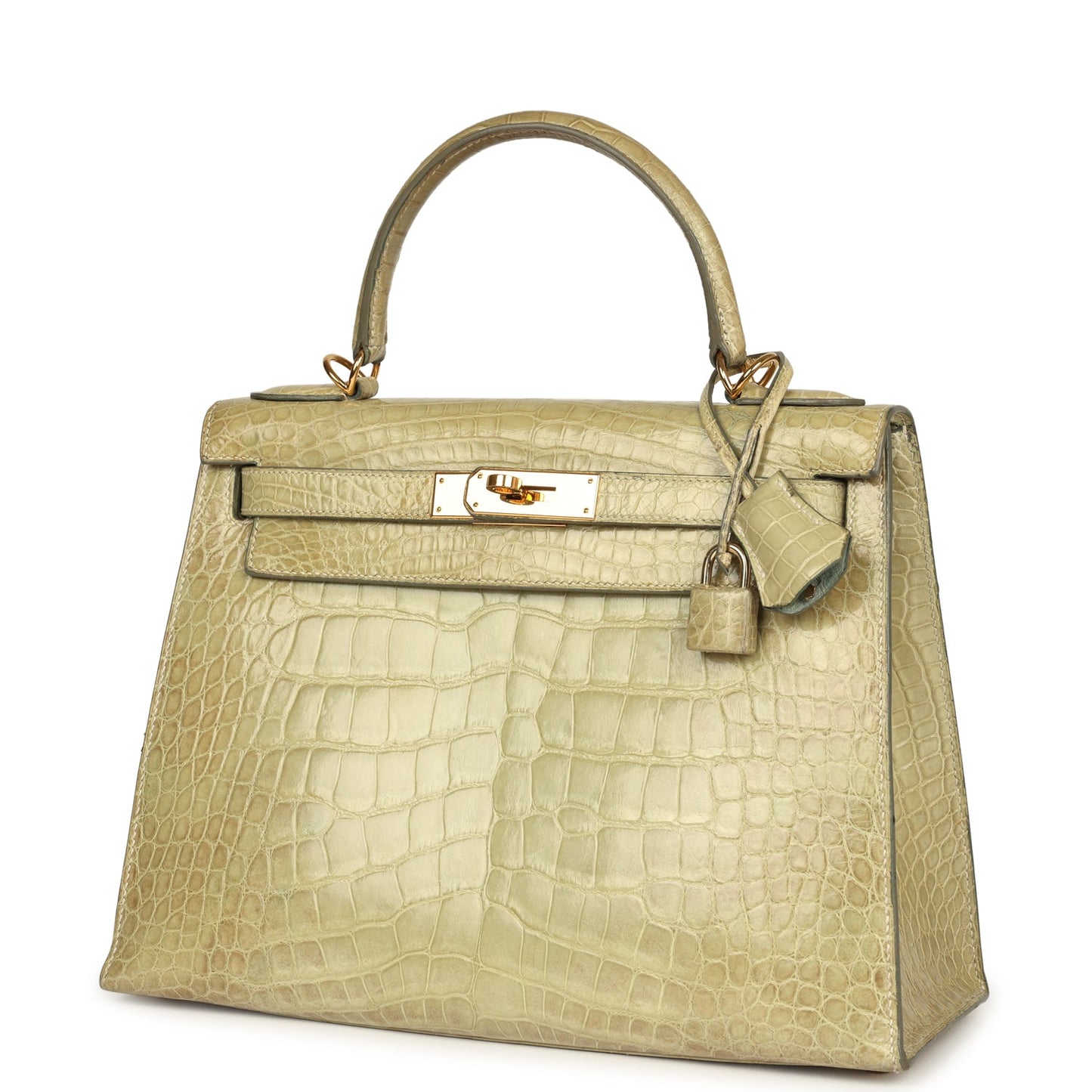 Hermes Kelly 28 Vert Celadon Natura Shiny Alligator Gold Hardware