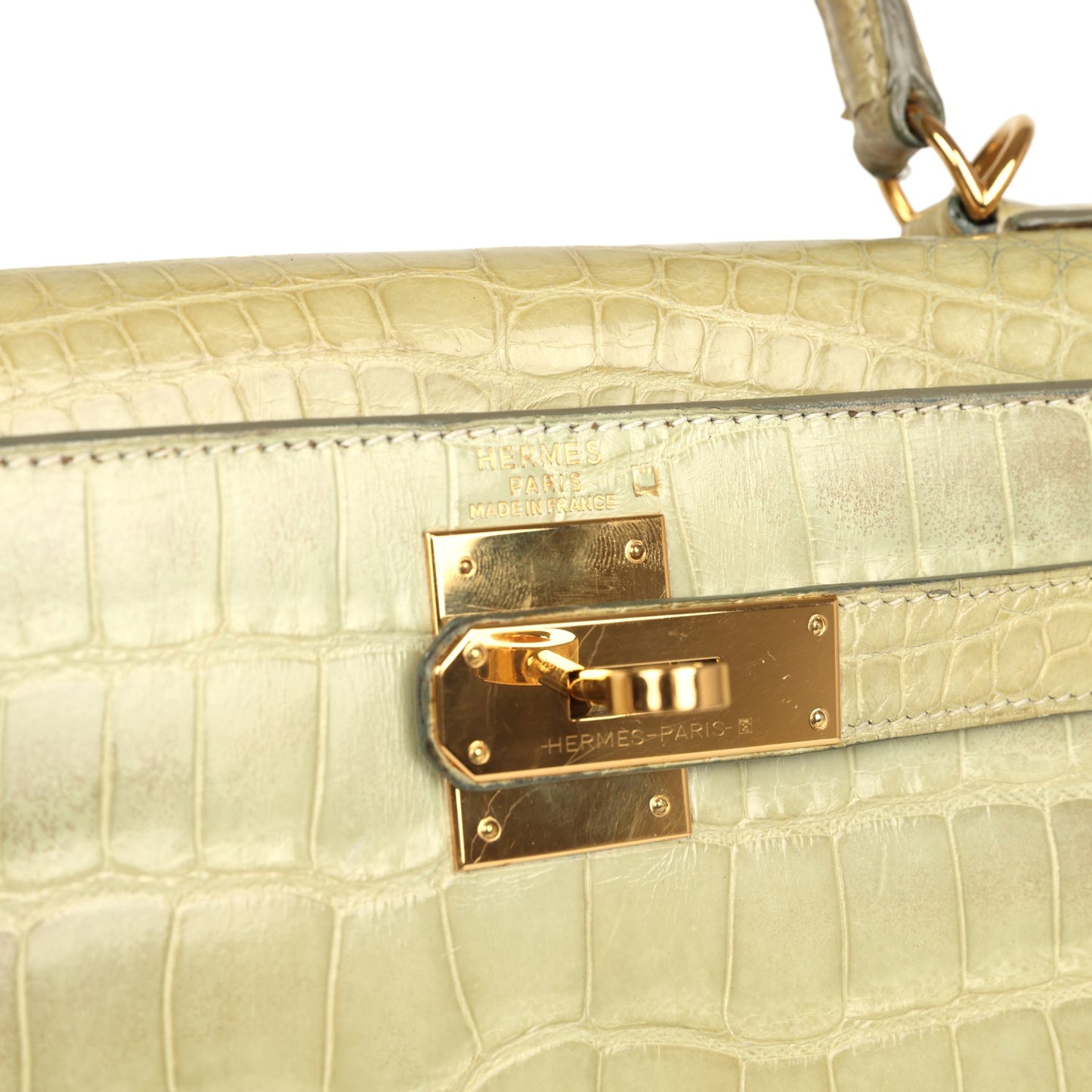 Hermes Kelly 28 Vert Celadon Natura Shiny Alligator Gold Hardware