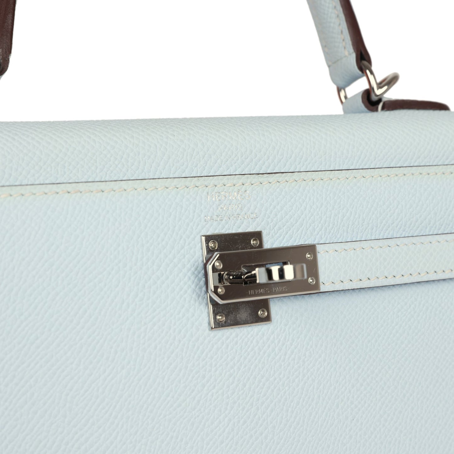 Hermes Kelly Sellier 25 Bleu Brume Epsom Palladium Hardware