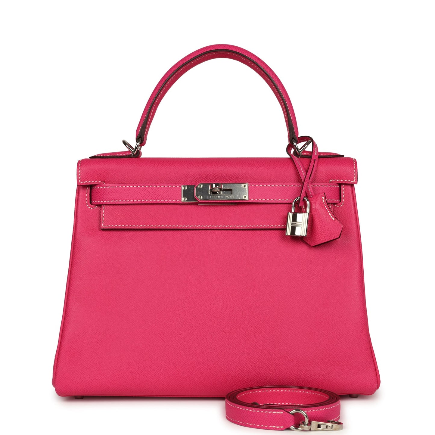 Hermes Kelly Retourne 28 Rose Tyrien Candy Epsom Palladium Hardware