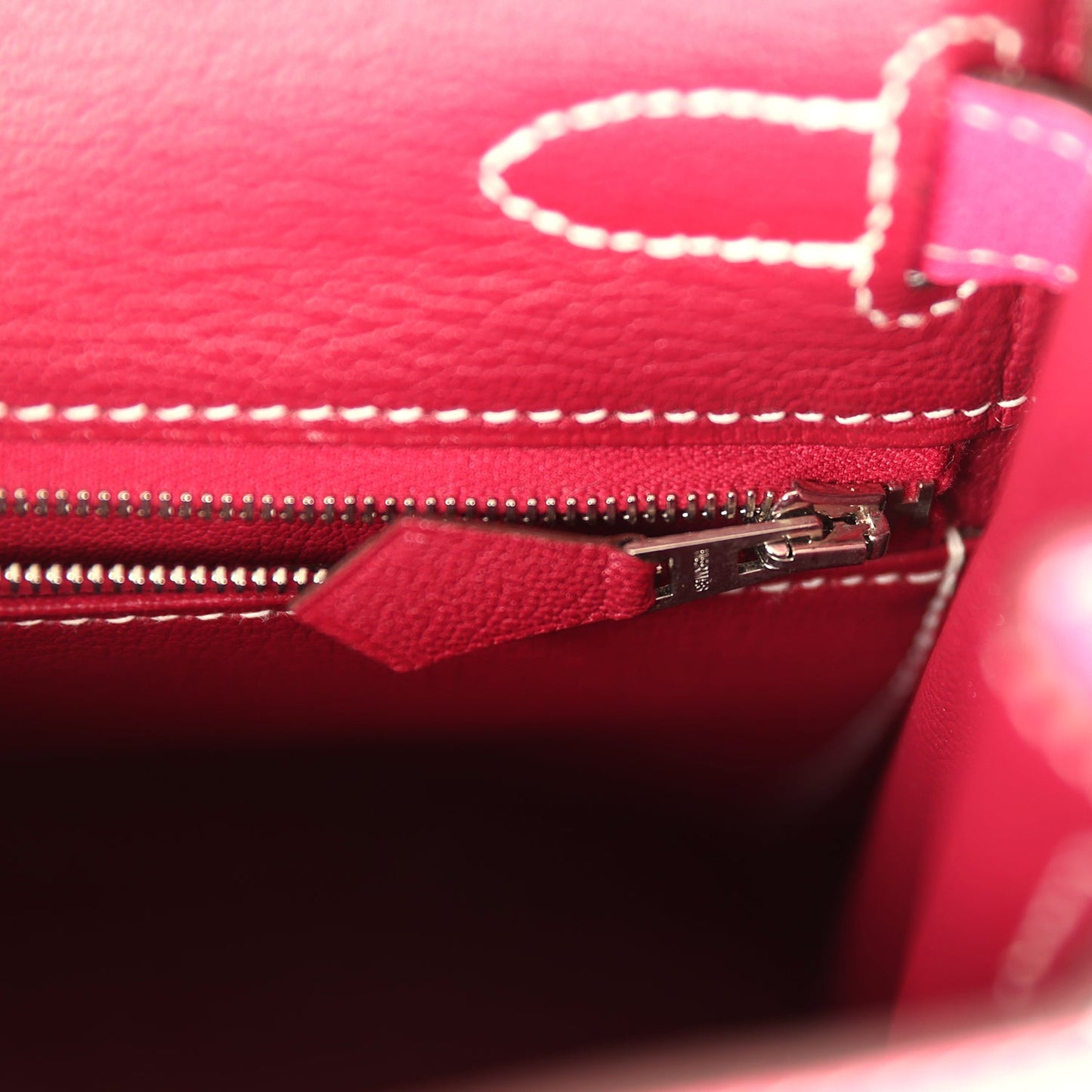 Hermes Kelly Retourne 28 Rose Tyrien Candy Epsom Palladium Hardware