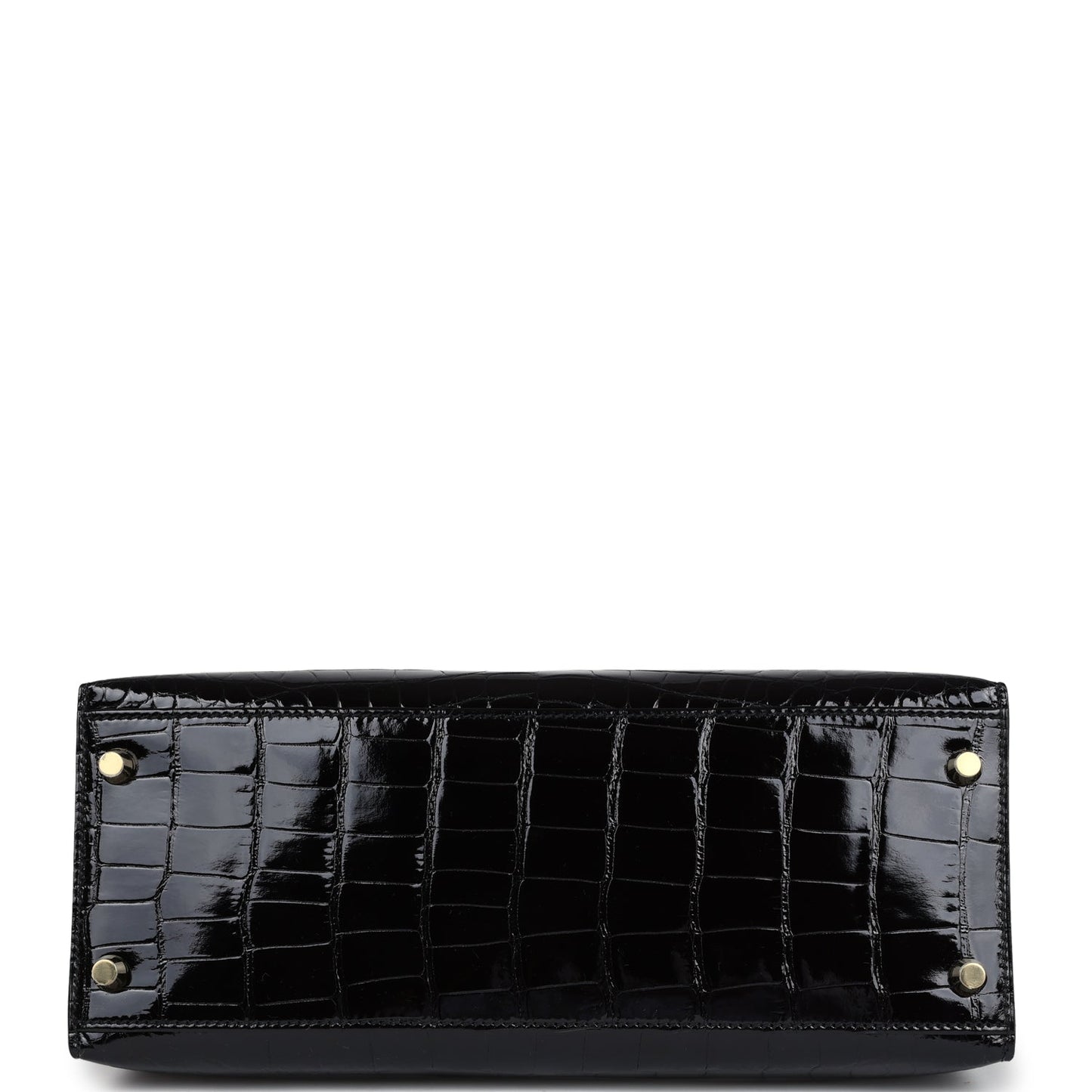 Hermes Kelly Sellier 28 Black Shiny Alligator Gold Hardware