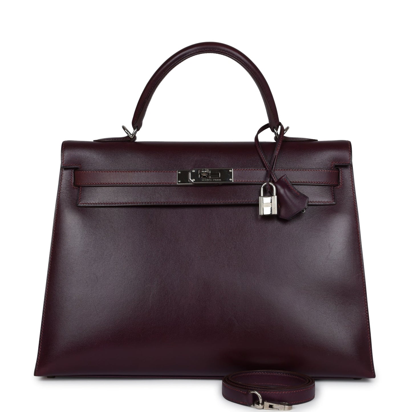 Hermes Kelly Sellier 35 Raisin Box Palladium Hardware