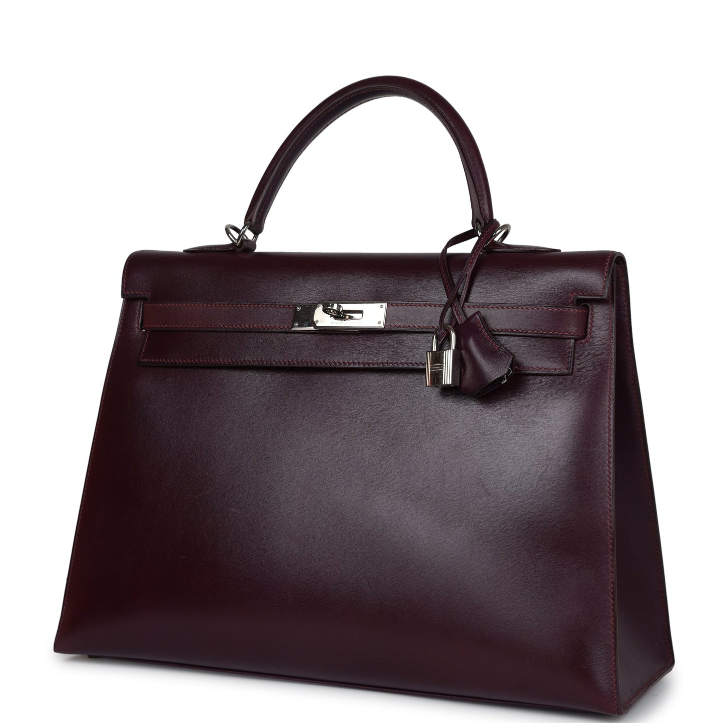 Hermes Kelly Sellier 35 Raisin Box Palladium Hardware