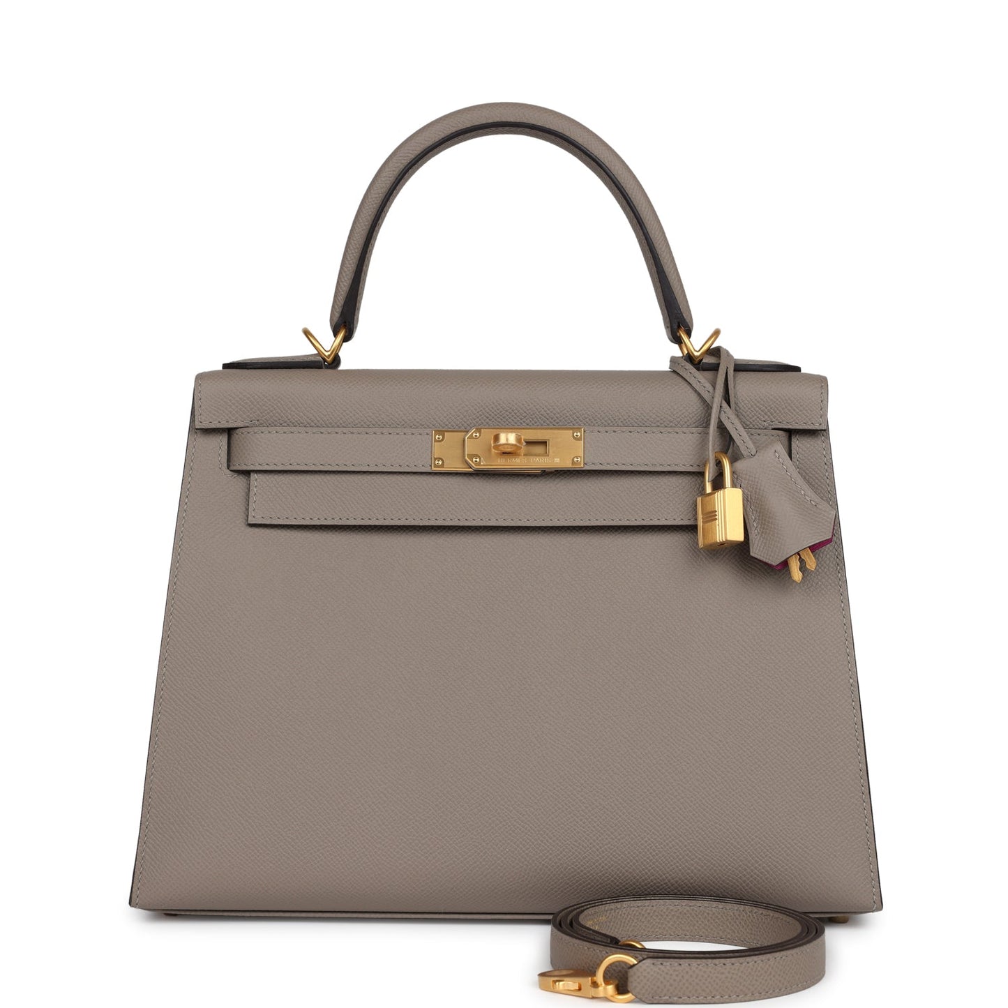 Hermes Kelly Sellier 28 Gris Asphalte Verso Epsom Brushed Gold Hardware