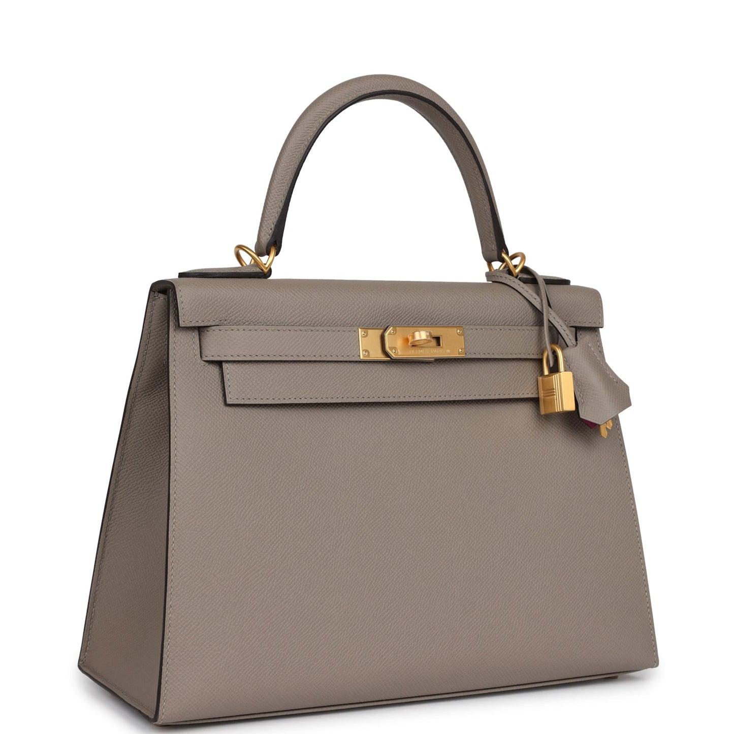 Hermes Kelly Sellier 28 Gris Asphalte Verso Epsom Brushed Gold Hardware