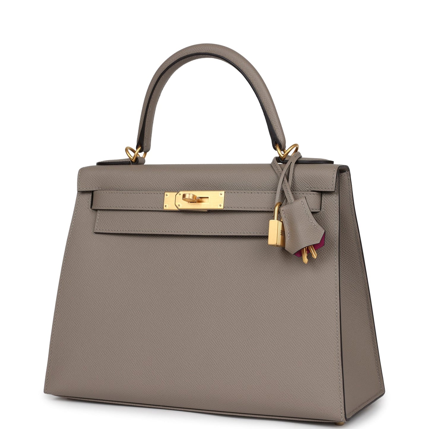 Hermes Kelly Sellier 28 Gris Asphalte Verso Epsom Brushed Gold Hardware