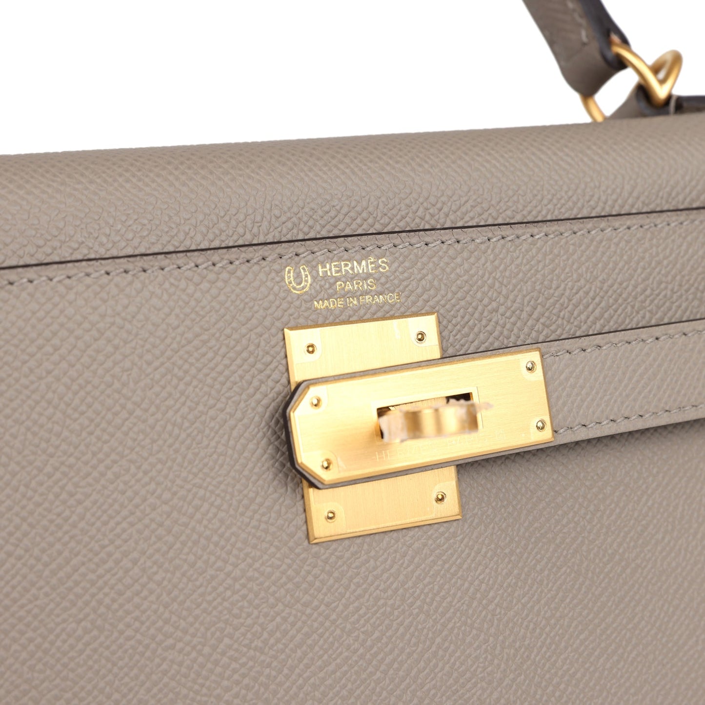 Hermes Kelly Sellier 28 Gris Asphalte Verso Epsom Brushed Gold Hardware