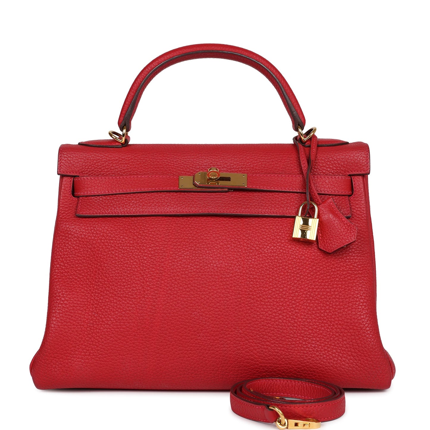 Hermes Kelly Retourne 32 Vermillion Clemence Gold Hardware