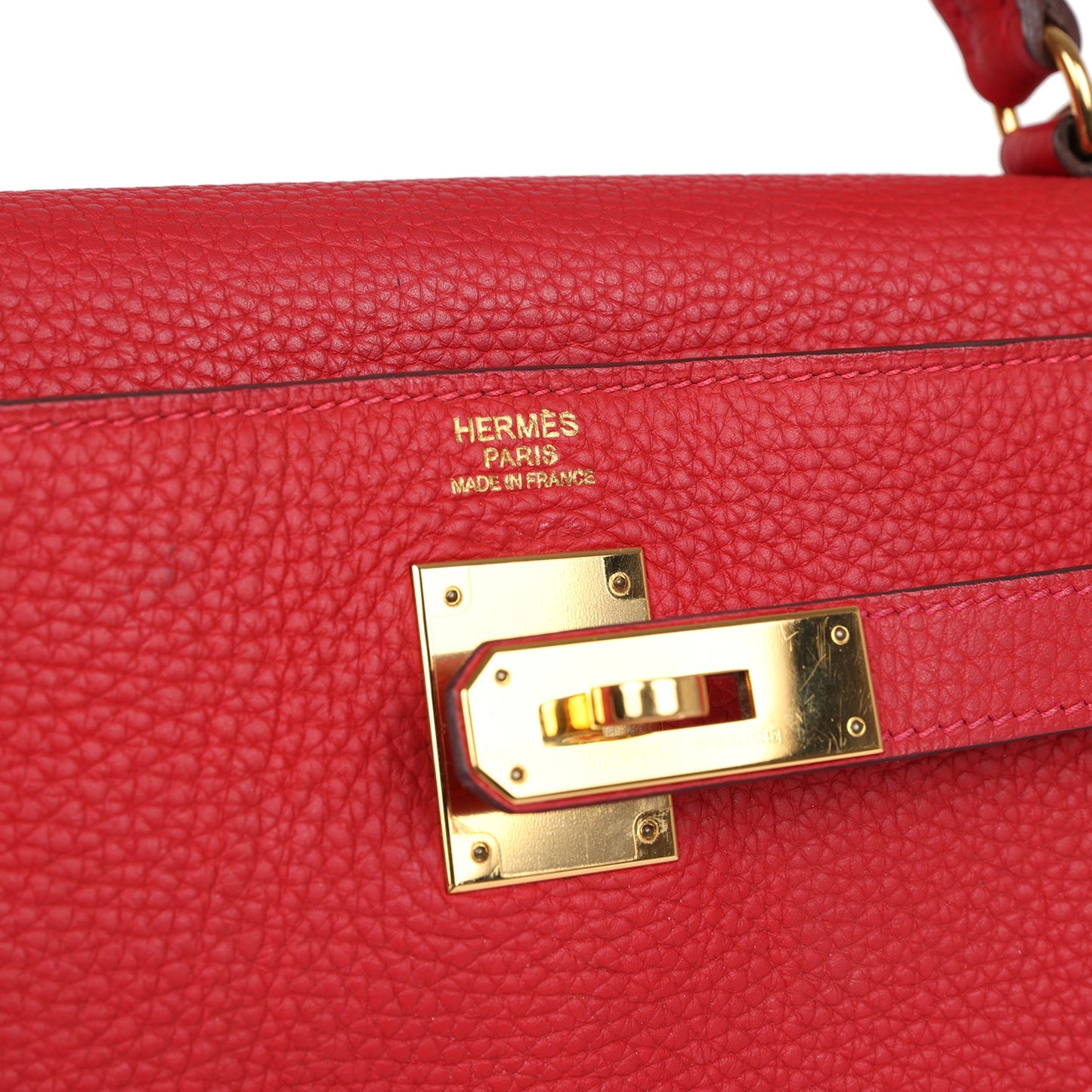 Hermes Kelly Retourne 32 Vermillion Clemence Gold Hardware