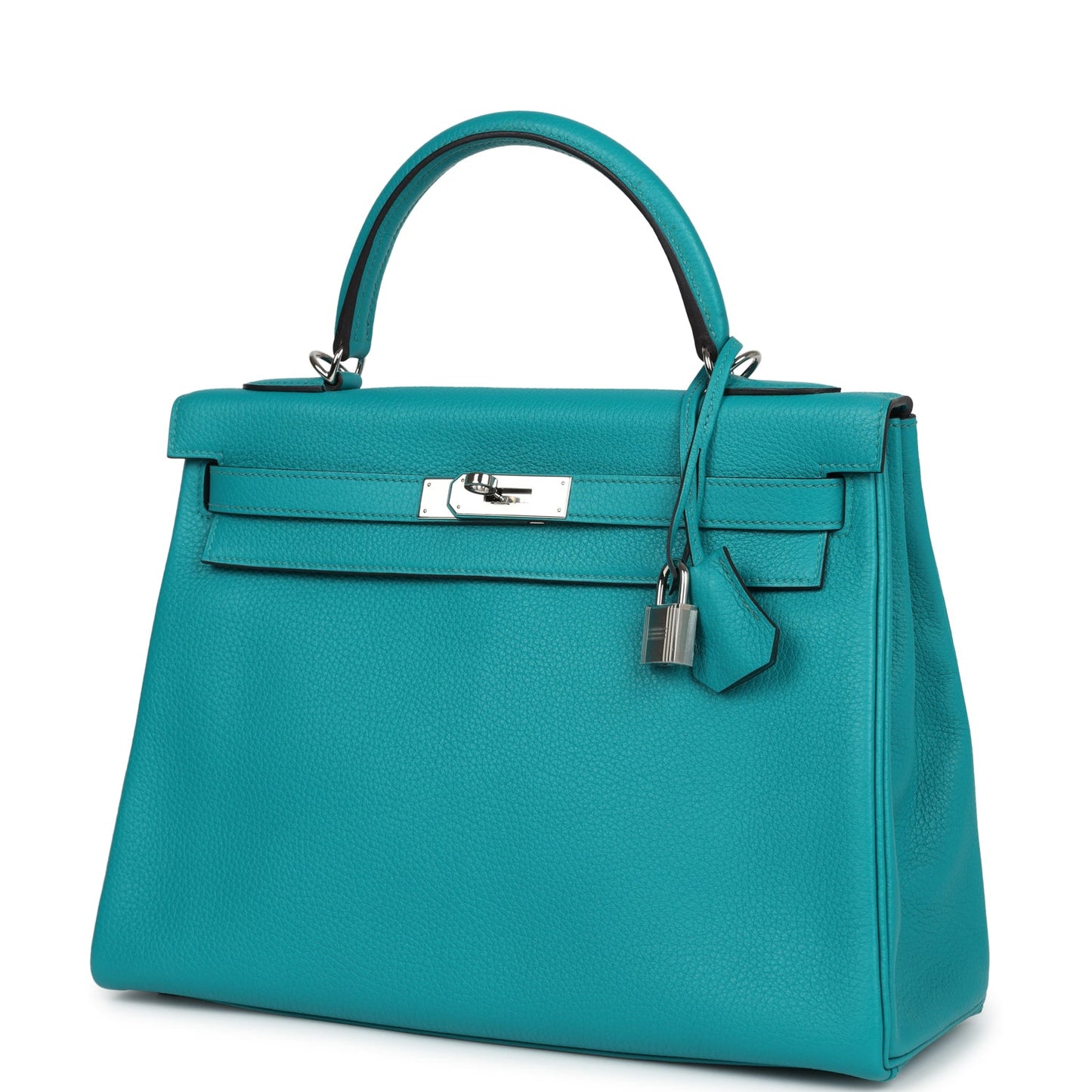 Hermes Kelly Retourne 32 Bleu Paon Clemence Palladium Hardware