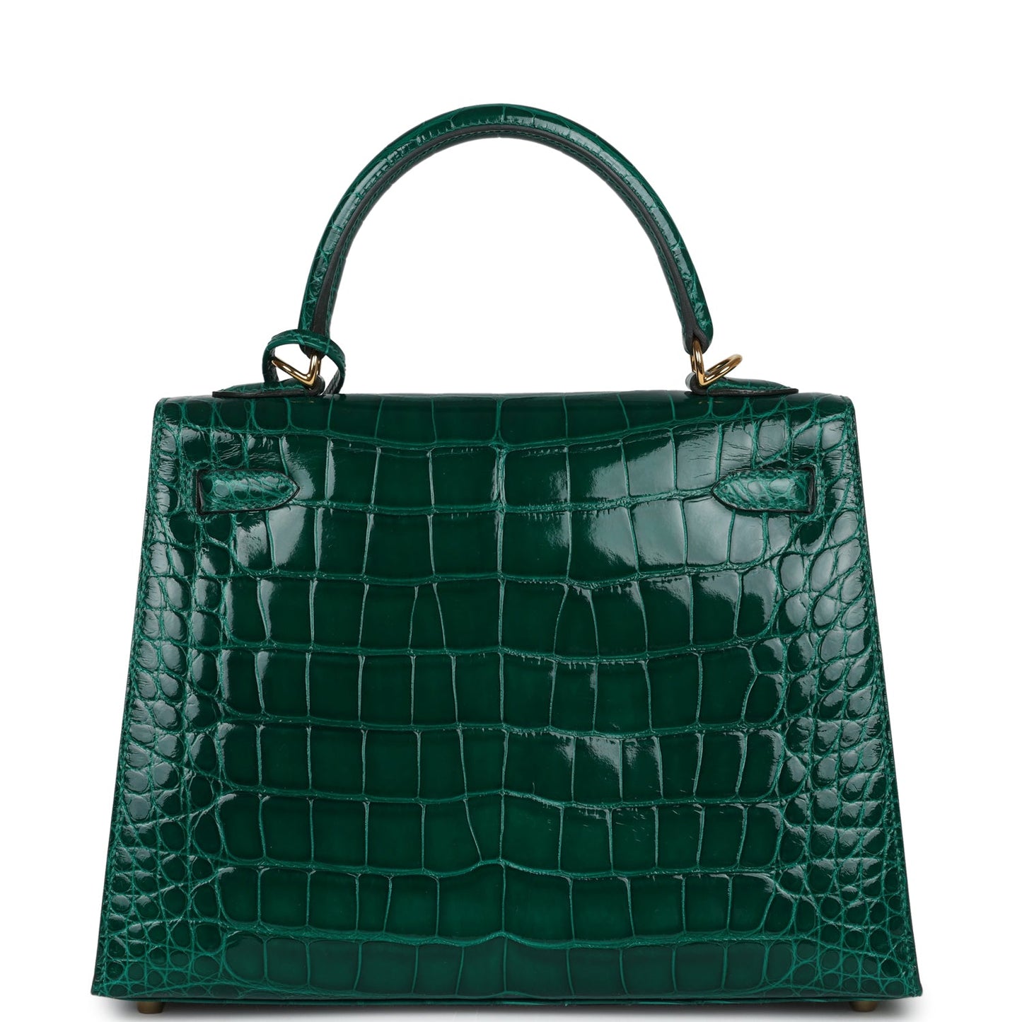 Hermes Kelly Sellier 25 Emerald Shiny Alligator Gold Hardware