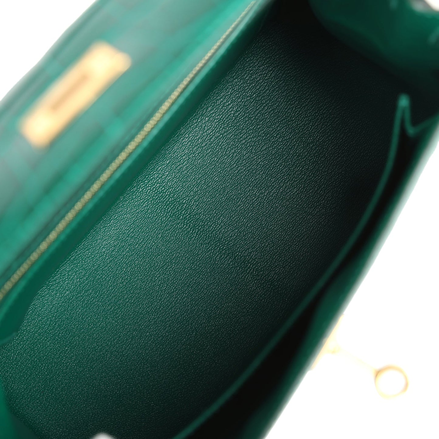 Hermes Kelly Sellier 25 Emerald Shiny Alligator Gold Hardware