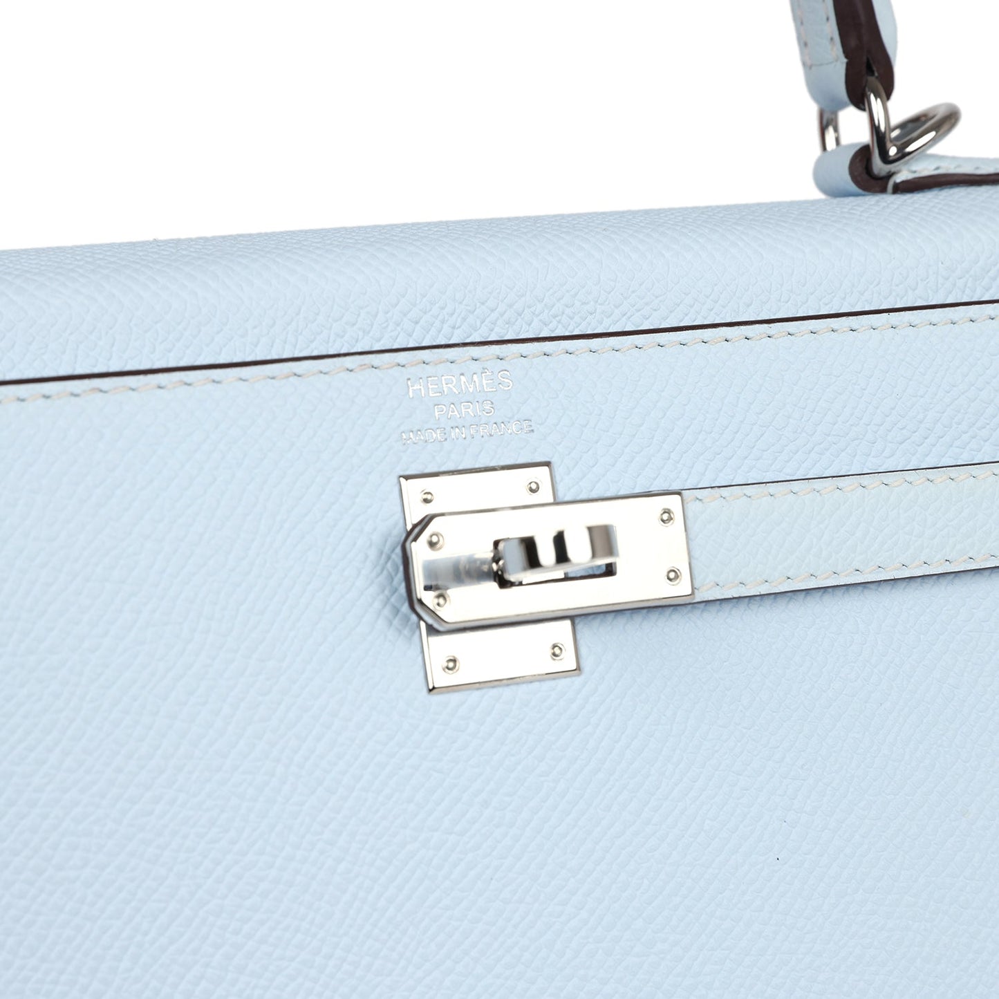 Hermes Kelly Sellier 25 Bleu Brume Epsom Palladium Hardware